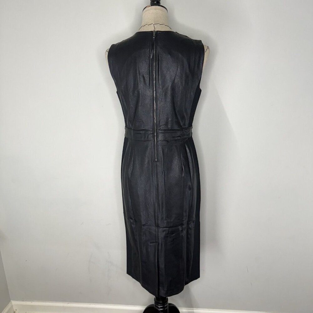 Spanx faux Leather Sleeveless Sheath Dress Luxe Black NWT $228 Size M Bodycon - Picture 5 of 8